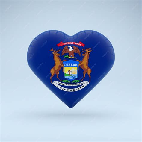 Premium Photo | Love michigan state symbol heart flag icon 3d rendering
