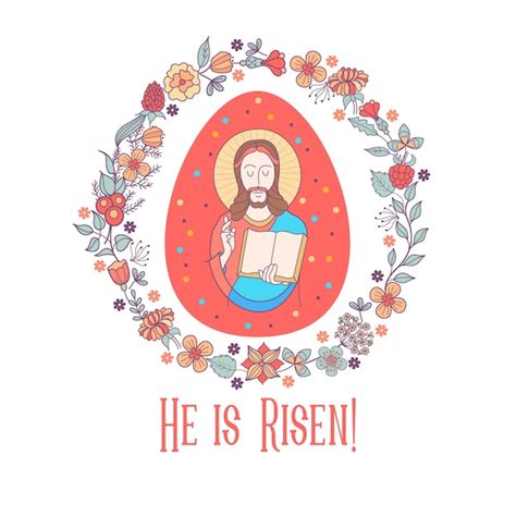 Le Christ est ressuscité! Illustration vectorielle. Jésus Christ. Œuf ...