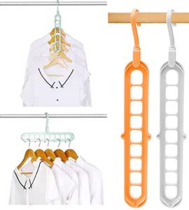 SEE INSIDE 9 Hole Plastic Hanger Hanging hook Indoor Wardrobe Clothes ...