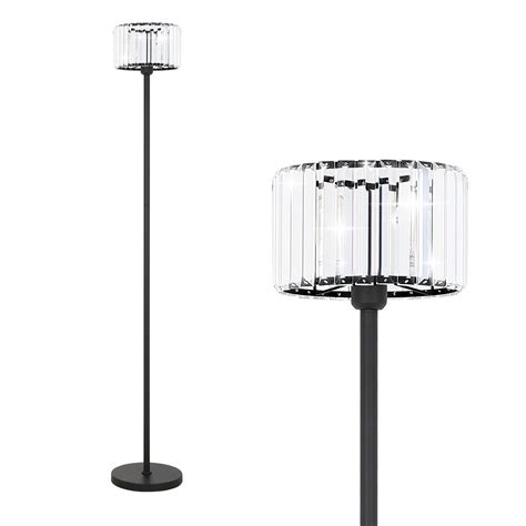 Ralbay Crystal Floor Lamp, Modern Black Floor Lamp, Black Crystal Tall ...