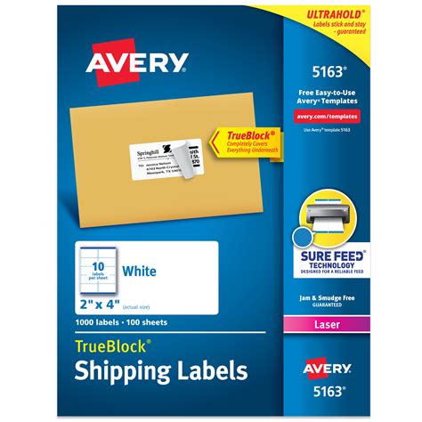 Shipping Labels with Sure Feed®, 2" x 4", White 5163 | Avery | Avery