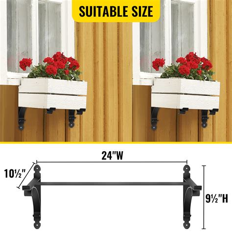 VEVOR 2 PCS Window Box Brackets 88lbs Planter Box Brackets 24 x 10.5 x ...