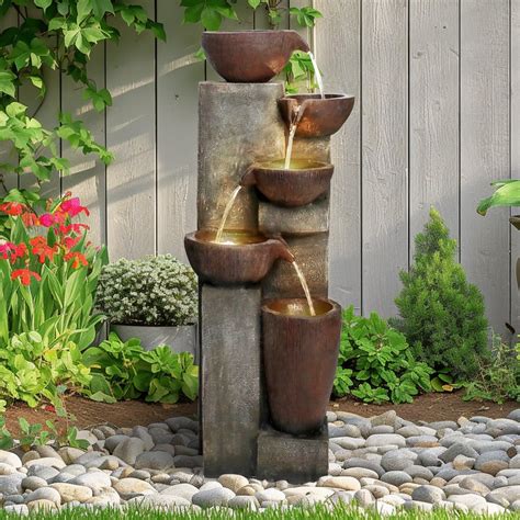 Amazon.com: 3 Tiers Modern Cascading Water Fountain Outdoor with Warm ...