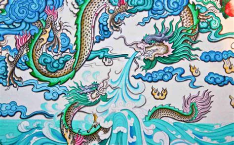 Blue Asian Dragons Wallpaper Mural - Magicdecor®