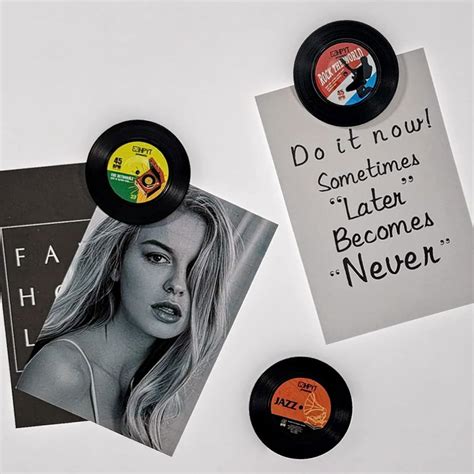 Amazon.com: 4 Pcs Black Vinyl Record Fridge Magnet Music Refrigerator ...