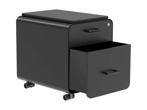 Buy Monoprice Round Corner 2-Drawer File Cabinet - Black, Lockable With ...