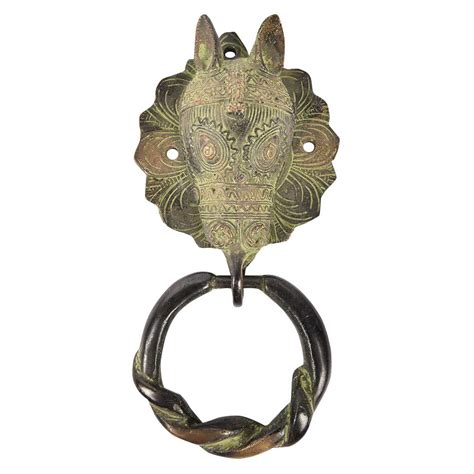 Brass Patina Tribal Horse Face Door Knocker