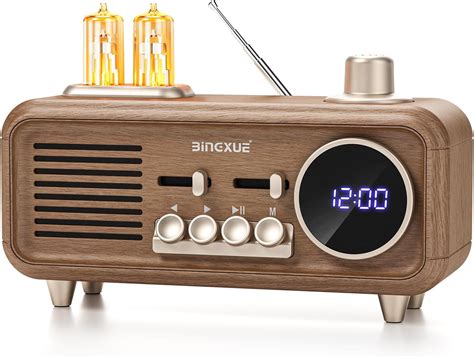Amazon.com: Portable Vintage FM Radio with Clock, Retro Bluetooth ...