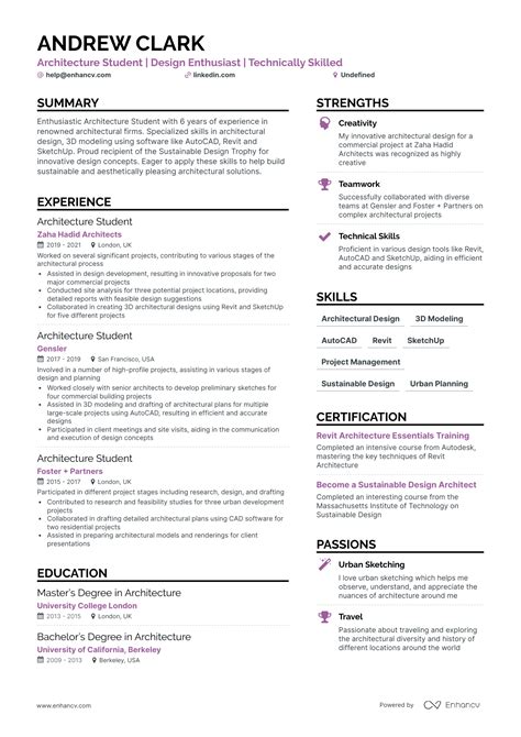 5 Architecture Student Resume Examples & Guide for 2024