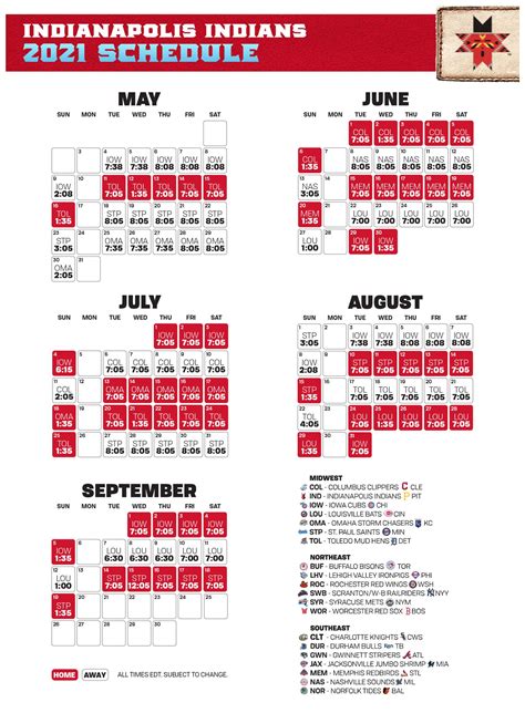Printable Schedule | Indians