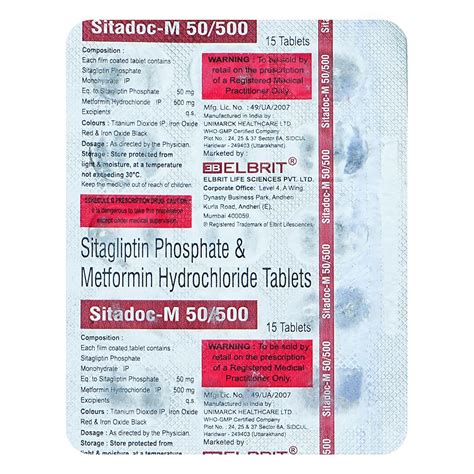 Sitadoc-M 50 mg/500 mg - Strip of 15 Tablets : Amazon.in: Health ...