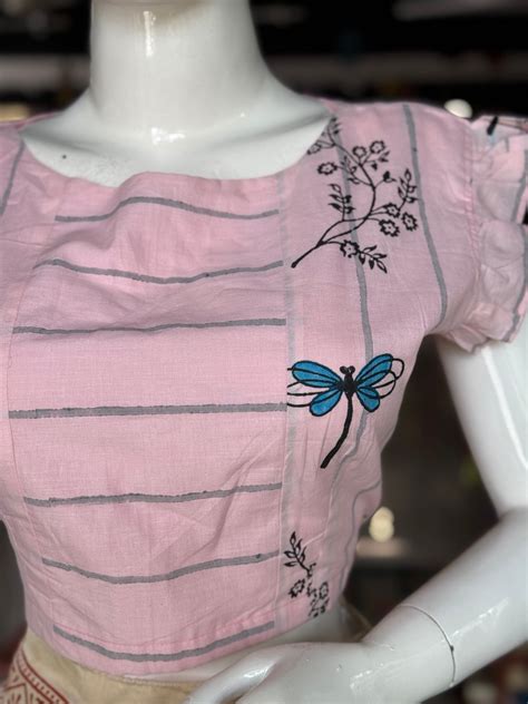 Light pink hand block printed cotton blouse – Handpicked