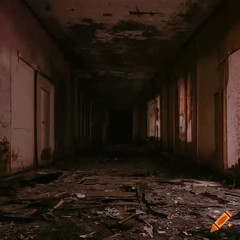 Liminal space of an abandoned building with decaying wallpaper on Craiyon