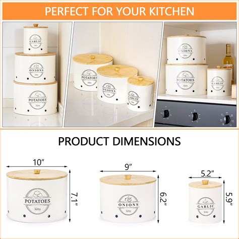 Kito Living Canister Sets For Kitchen Counter, 3 Piece Garlic Potato ...
