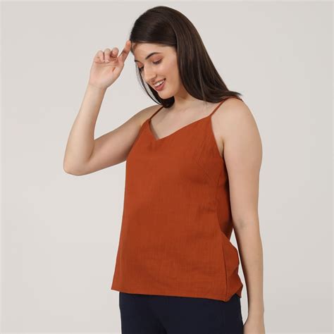 Saltpetre Women Spaghetti Top In Natural Orange For Formal Or Casual ...