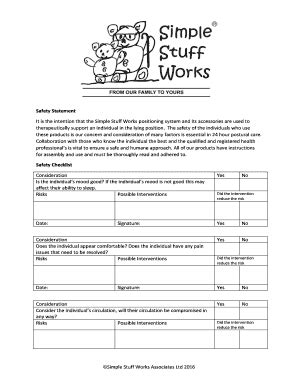 Fillable Online Safety Statement and Equipment Safety Checklists ...