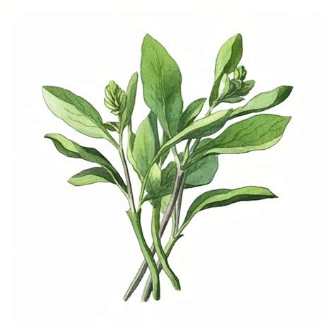 Watercolor water spinach isolated white background | Premium AI ...