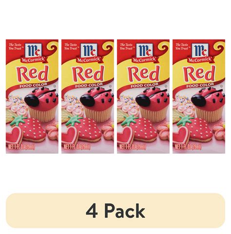 (4 pack) McCormick Red Food Color, 1 fl oz Food Coloring - Walmart.com