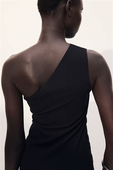 Draped one-shoulder dress - Black - Ladies | H&M IN
