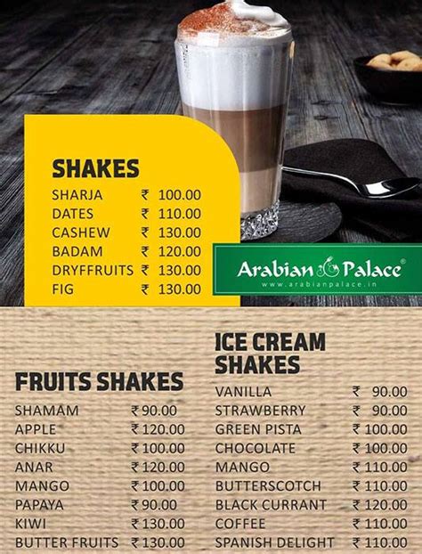 Menu at Arabian Palace Kaloor, Ernakulam