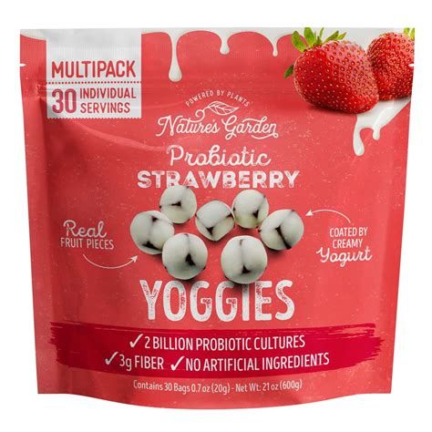 Nature's Garden Probiotic Strawberry Yoggies, Yogurt Coated Snack, 30 ...