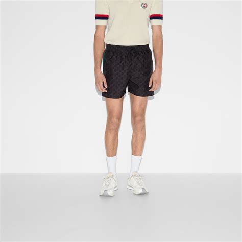 GG print nylon swim shorts in black | GUCCI® US