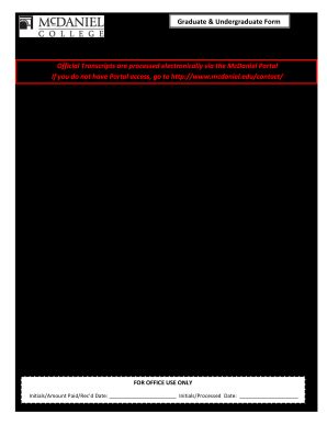 McDaniel College Transcript Request Form 2016 - Fill and Sign Printable ...
