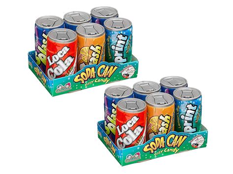 Mini Soda Can Fizzy Candy .25oz - 4 Assorted Flavors (12 Pack ...