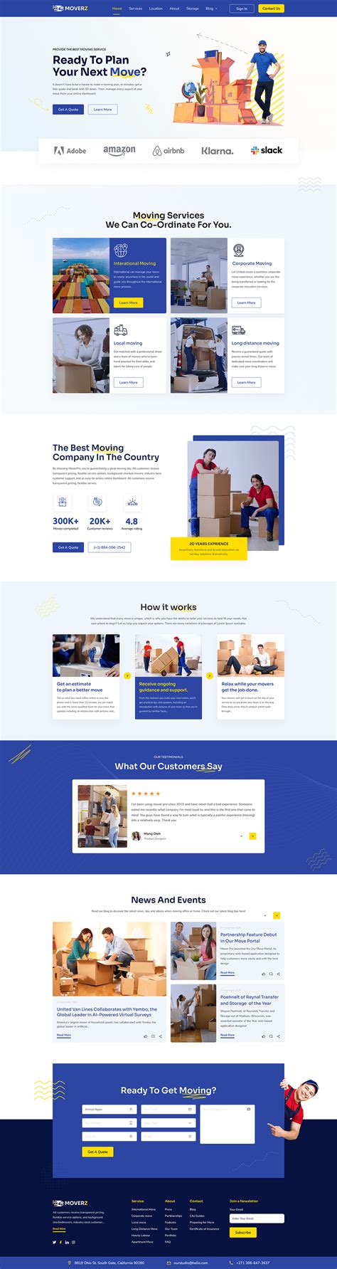 Moving Service Company Website on Behance