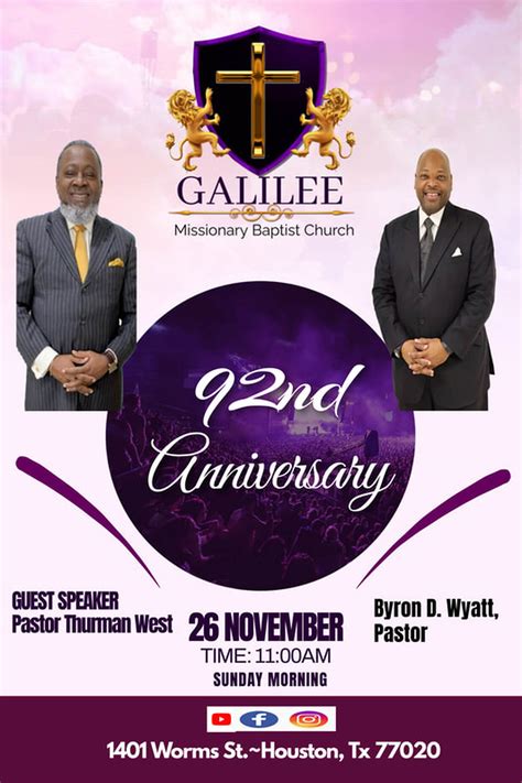 CHURCH ANNIVERSARY - GALILEE MISSIONARY BAPTIST CHURCH