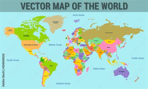 World Map with Countries Labeled 的图像结果