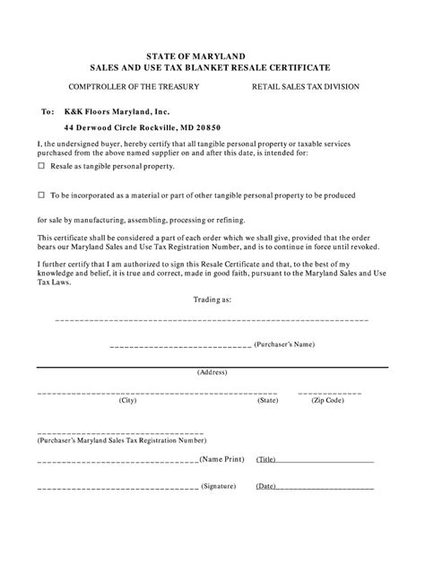 MD Sales and Use Tax Blanket Form - Fill Online, Printable, Fillable ...