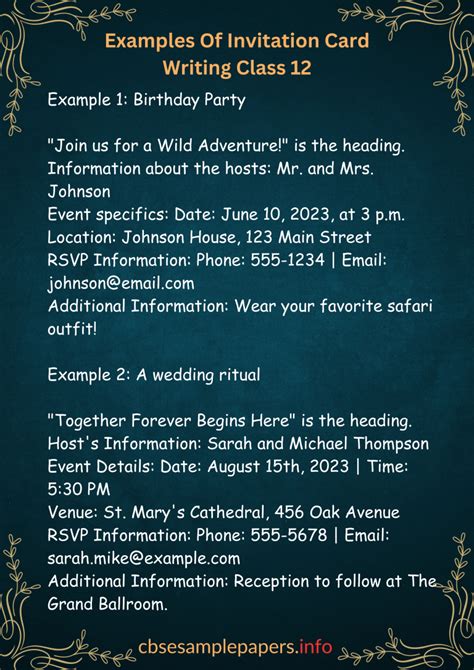 Image result for Invitation Writing Class 12