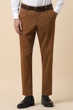 Buy Men Brown Contemporary Fit Solid Formal Trousers Online - 961229 ...