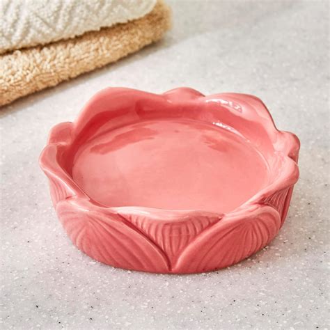 Home Centre Corsica Ceramic Floral Soap Dish, Pink : Amazon.in: Home ...