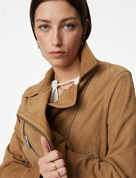 Buy Suede Collared Biker Jacket at Marks & Spencer