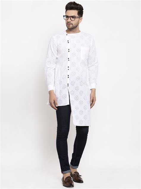Klotthe White Round Neck Embellished Cotton Kurta – KLOTTHE®