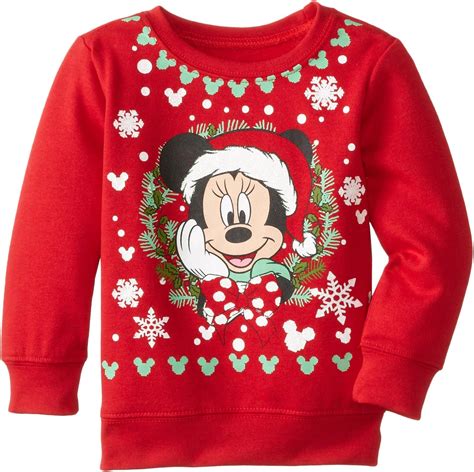 Disney Little Girls' Toddler Minnie Christmas Sweatshirt, Cherry Red ...