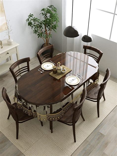 Buy Clasiko Polyvinyl Chloride 6 Seater Oval Dining Table Cover; 60X90 ...