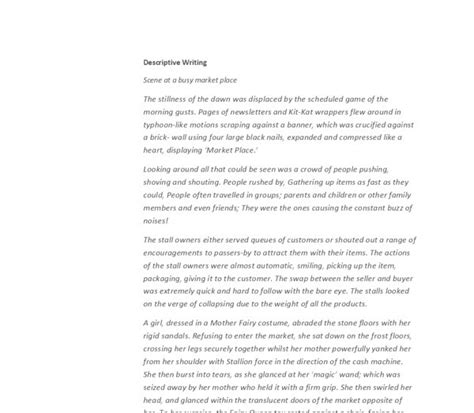 Descriptive essay of a busy town - Brainly.in