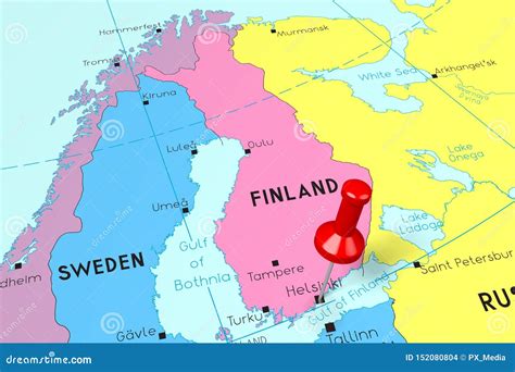 Finland, Helsinki - Capital City, Pinned on Political Map Stock Illustration - Illustration of ...