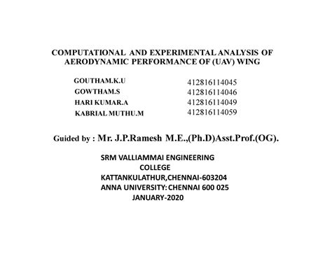 UAV Wing Performance - &20387$7,21$/ $1' (;3(5,0(17$/ $1$/