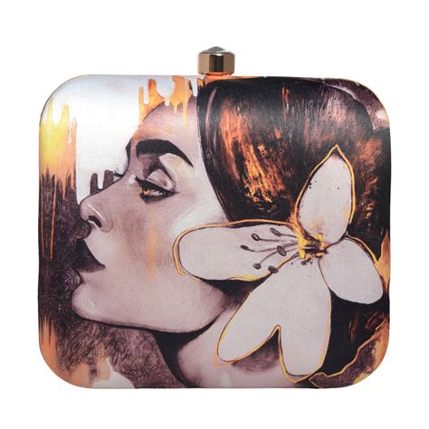 Artklim Beautiful Woman Portrait Printed Clutch