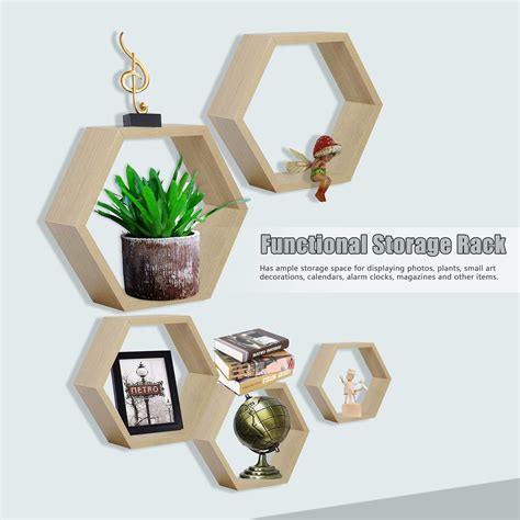 Buy Goizxol Hexagon Floating Shelves Wall Mounted Farmhouse Wood ...