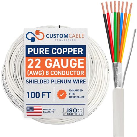 Buy 22 Gauge Wire (22 AWG) - 8 Conductor Stranded Copper Shielded Cable ...