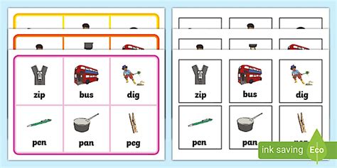 Mixed CVC Word And Picture Matching Cards - Bingo and Lotto