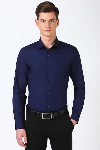 Buy Men Navy Slim Fit Full Sleeves Formal Shirt Online - 39730252 ...