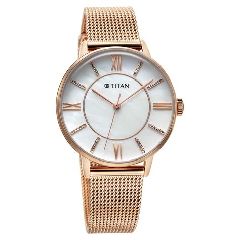 Buy Online Titan TGIF Quartz Analog Mother Of Pearl Dial Rose Gold ...