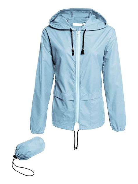 ESASSALY Women's Waterproof Raincoat, Lightweight, Packable, Adjustable ...