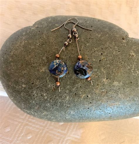 Buy Blue Imperial Jasper Gemstone Earrings With Silk Thread Online in ...